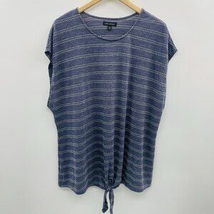 Lane Bryant Womens Plus Size 22/24 Short Sleeve Striped Tie Front Tee Blue 2726